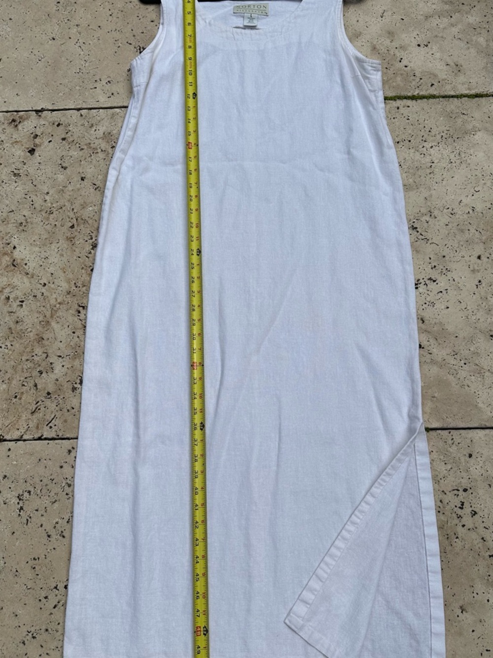Norton Mcnaughton White Sleeveless Maxi Dress Classic Modern LG Linen Blend - Picture 5 of 10